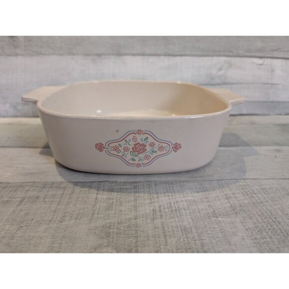 Corning Ware Square Casserole Dish With Handles 2.8L USA Floral Pattern Off-Whit - Picture 1 of 6